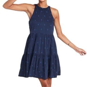 EUC Old Navy Embroidered Blue Sleeveless Tiered Swing Dress [Size: XXL]